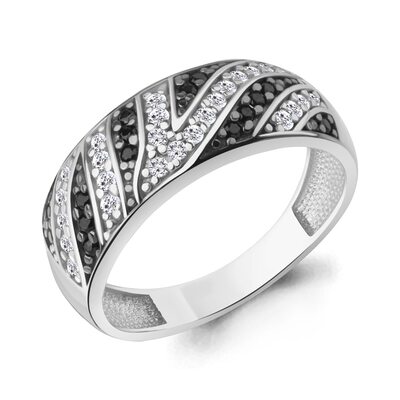 Кольцо с фианитами и нанокристаллами из серебра 925 пробы