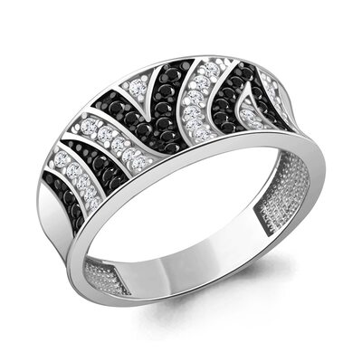 Кольцо с фианитами и нанокристаллами из серебра 925 пробы