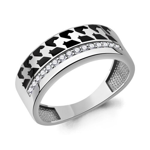 Кольцо с фианитами и эмалью из серебра 925 пробы