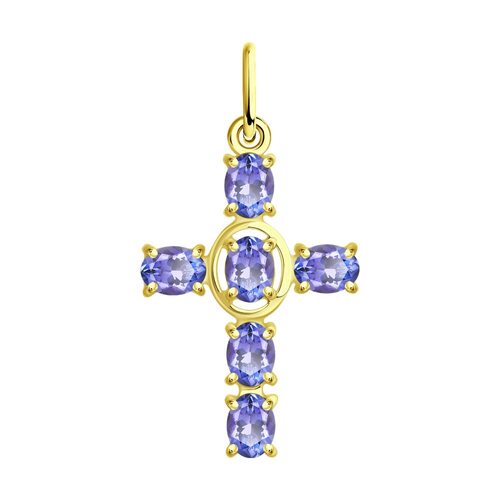 Подвеска с танзанитами из золота 585 пробы