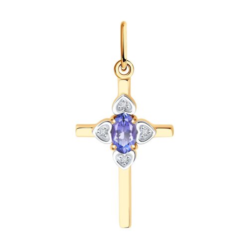 Подвеска с танзанитом и бриллиантами из золота 585 пробы