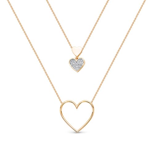 Колье "Сердца" с бриллиантами из золота 585 пробы