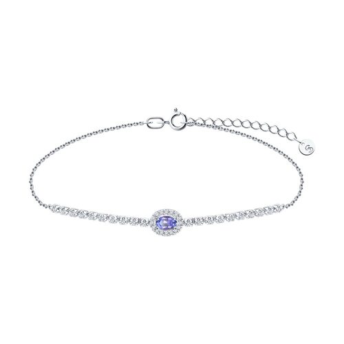 Браслет с бриллиантами и танзанитом из золота 585 пробы