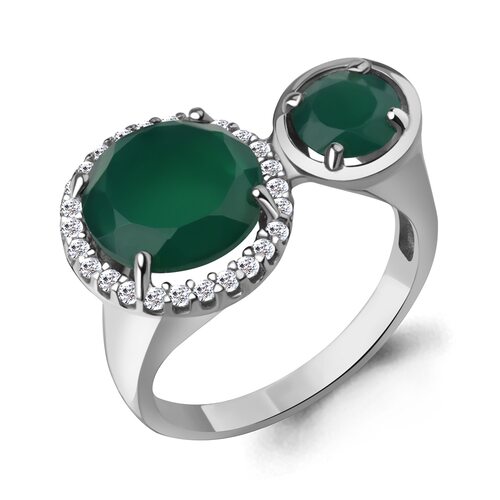 Кольцо с агатами и фианитами из серебра 925 пробы