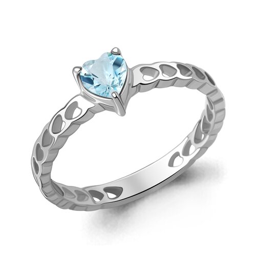 Кольцо "Сердце" с топазом из серебра 925 пробы