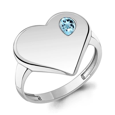 Кольцо "Сердце" с топазом из серебра 925 пробы