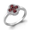 Кольцо "Клевер" с гранатом и фианитами из серебра 925 пробы