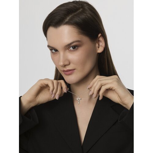 Колье "Крест" с бриллиантами из золота 585 пробы