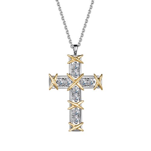 Колье "Крест" с бриллиантами из золота 585 пробы