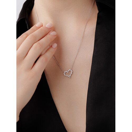 Колье "Сердце" с бриллиантами из белого золота 585 пробы