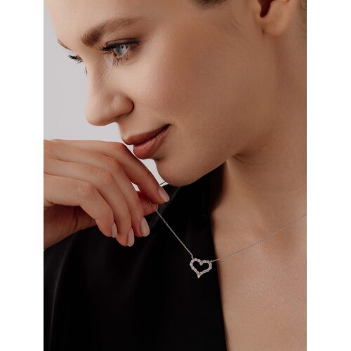 Колье "Сердце" с бриллиантами из белого золота 585 пробы