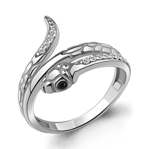 Кольцо "Змея" с фианитами и нанокристаллами из серебра 925 пробы
