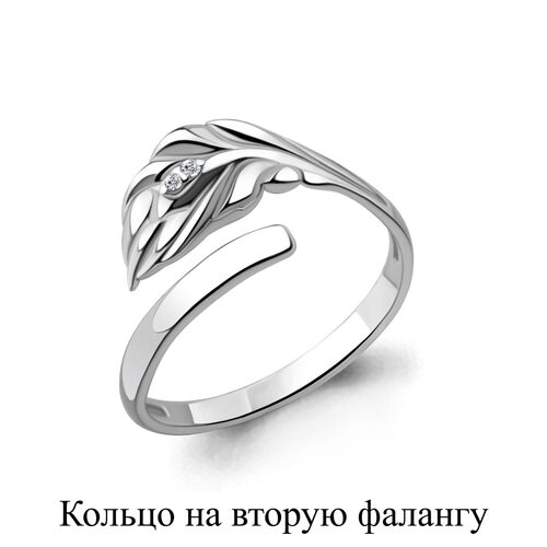 Кольцо на фалангу с фианитами из серебра 925 пробы