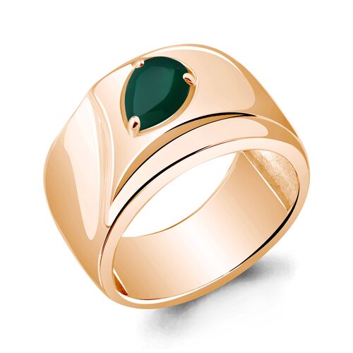 Кольцо с агатом из серебра 925 пробы с позолотой