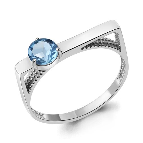 Кольцо с топазом Swiss Blue из серебра 925 пробы