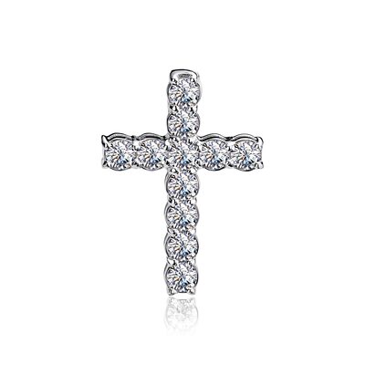 Декоративный крест с бриллиантаим из белого золота 585 пробы