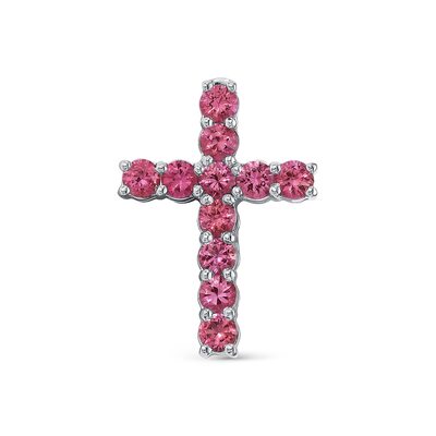 Декоративный крест со шпинелью из белого золота 585 пробы