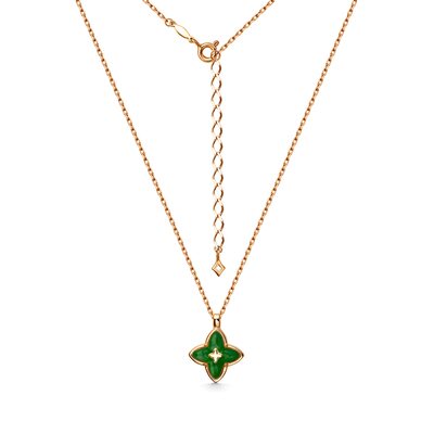 Колье с малахитом/перламутром из золота 585 пробы