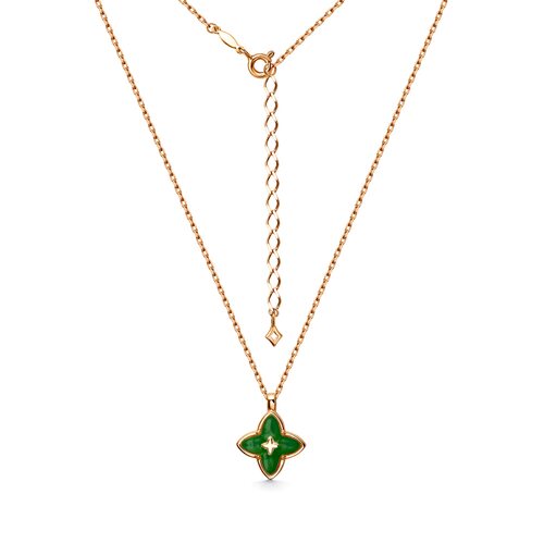 Колье с малахитом/перламутром из золота 585 пробы