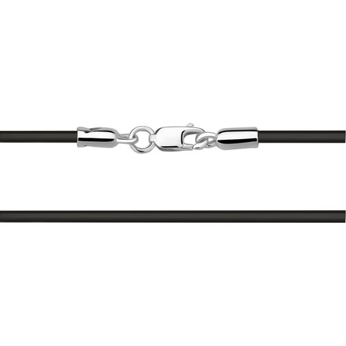 Колье из каучука с вставкой из серебра 925 пробы