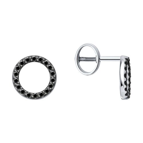 Серьги с черными бриллиантами из белого золота 585 пробы