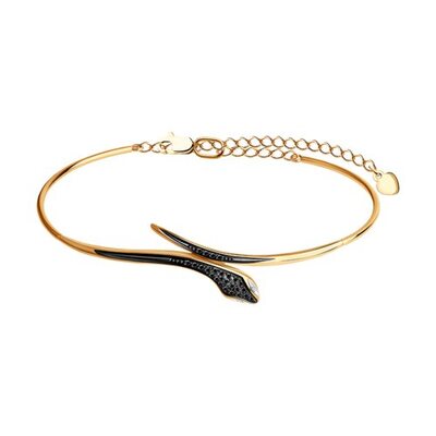 Браслет "Змейка" с бриллиантами из золота 585 пробы