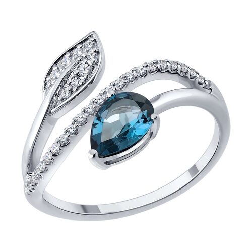 Кольцо с топазом и бриллиантами из золота 585 пробы