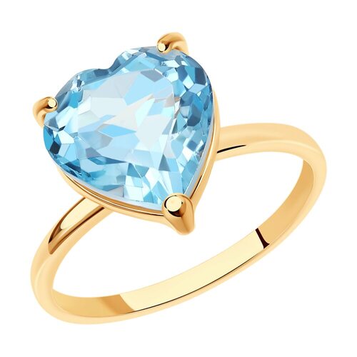 Кольцо "Сердце" с топазом из золота 585 пробы