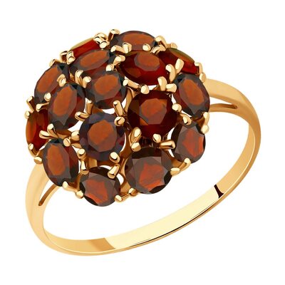 Кольцо с гранатами из золота 585 пробы