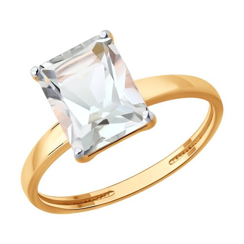 Кольцо с горным хрусталем из золота 585 пробы