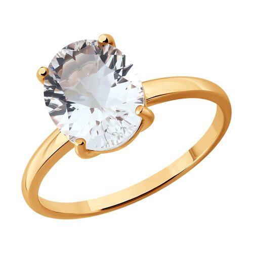 Кольцо с горным хрусталем из золота 585 пробы