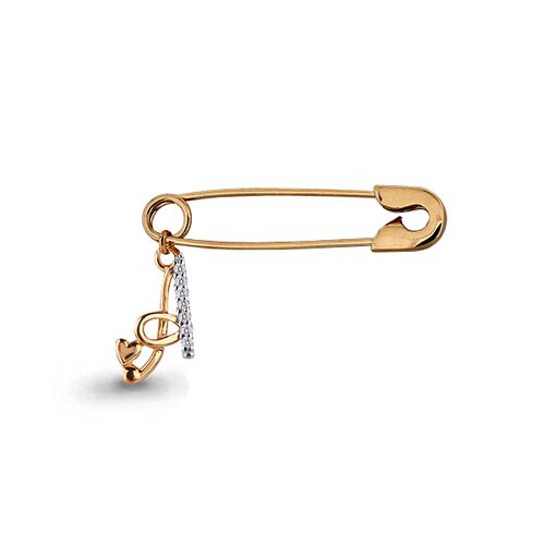 Булавка "Буква А" с фианитами из серебра 925 пробы с позолотой