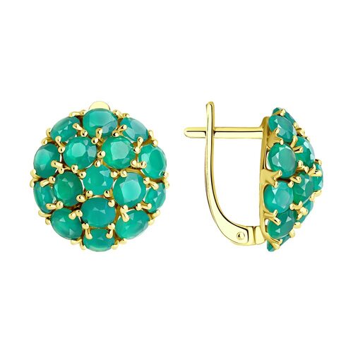 Серьги с агатами из золота 585 пробы