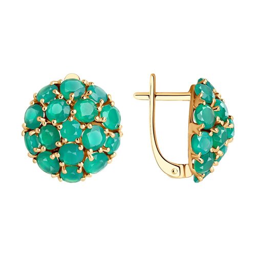 Серьги с агатами из золота 585 пробы