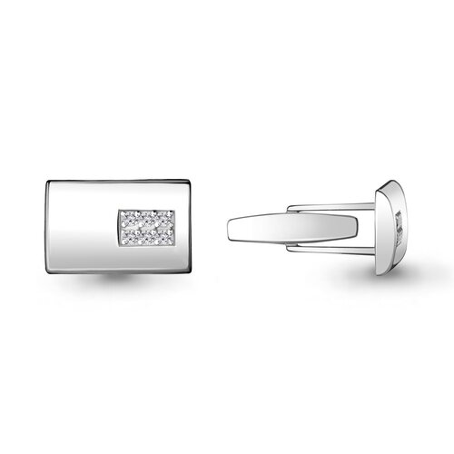 Запонки с фианитами из серебра 925 пробы