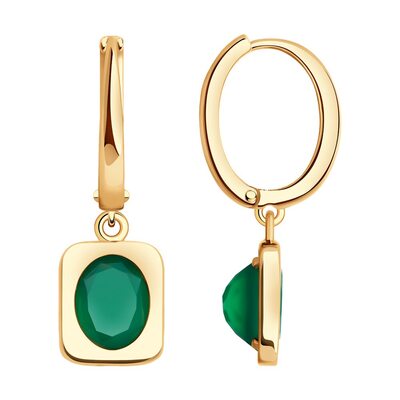 Серьги с агатом из золота 585 пробы