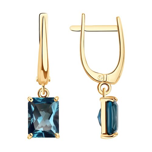 Серьги с топазами из золота 585 пробы