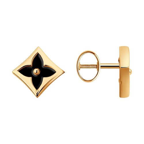 Серьги с ониксом из золота 585 пробы