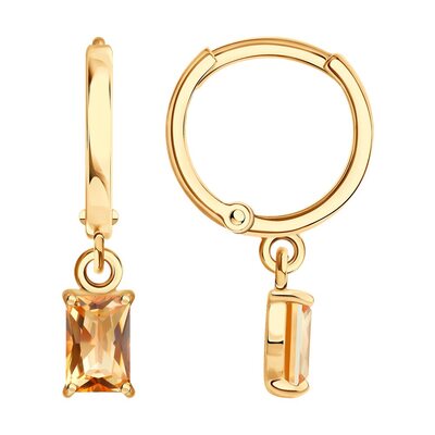 Серьги с топазами из золота 585 пробы