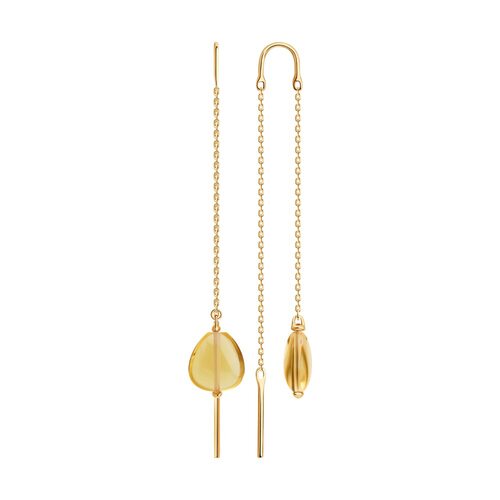 Серьги с цитрином из золота 585 пробы