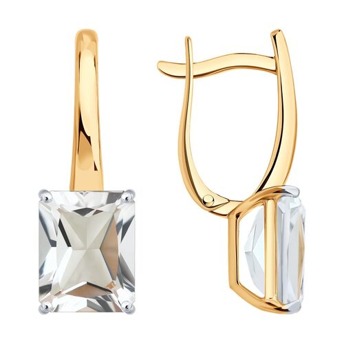 Серьги с горным хрусталем из золота 585 пробы