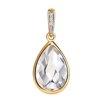 Подвеска с горным хрусталем и бриллиантами из золота 585 пробы