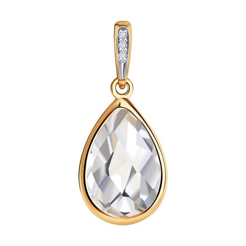 Подвеска с горным хрусталем и бриллиантами из золота 585 пробы арт. 73-00013