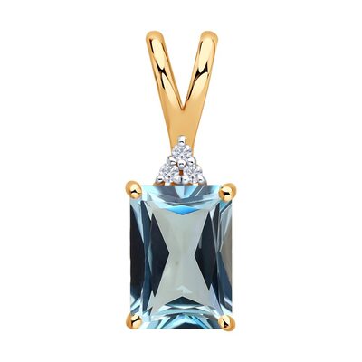 Подвеска с топазом и бриллиантами из золота 585 пробы