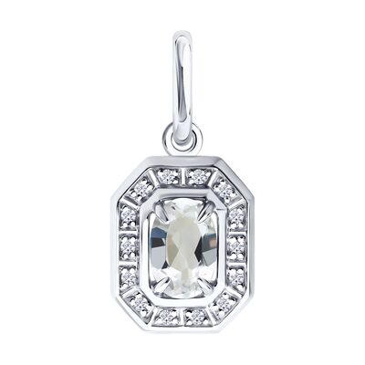 Подвеска с бриллиантами и горным хрусталем из белого золота 585 пробы