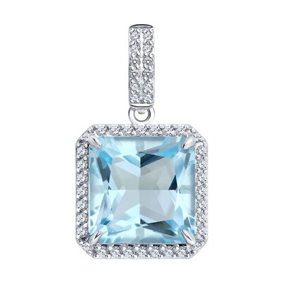 Подвеска с топазом и бриллиантами из белого золота 585 пробы