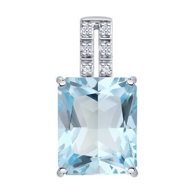 Подвеска с топазом и бриллиантами из белого золота 585 пробы