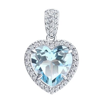 Подвеска с топазом и бриллиантами из белого золота 585 пробы