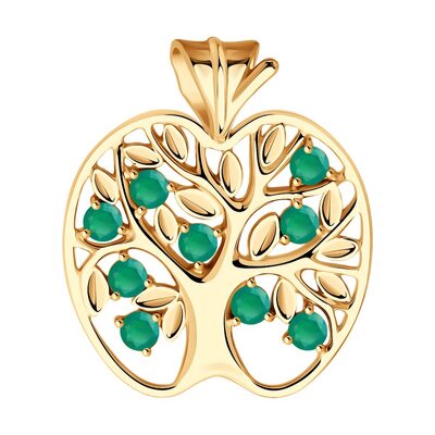 Подвеска "Дерево" с агатом из золота 585 пробы