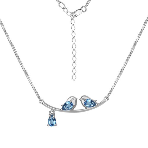 Колье "Птицы" с топазами из серебра 925 пробы